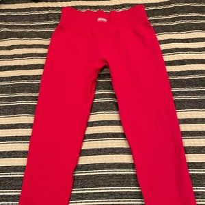 Bo + Tee Red Ribbed Leggings